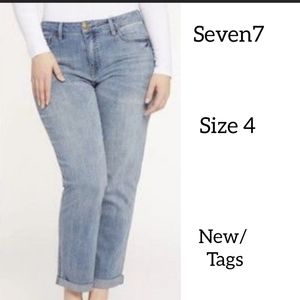 SEVEN7 BOYFRIEND WOMENS JEANS ROLLED UP CUFF SIZE 4 NEW WITH TAGS